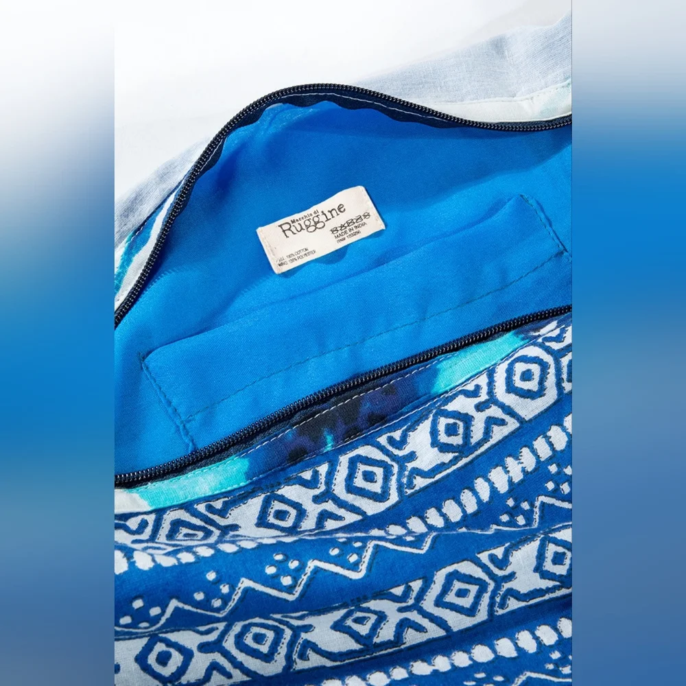 Boho Chic Beach Yoga Hobo Shoulder Bag - 100% Cotton - Tropical Flower Design - Picture 5 of 7